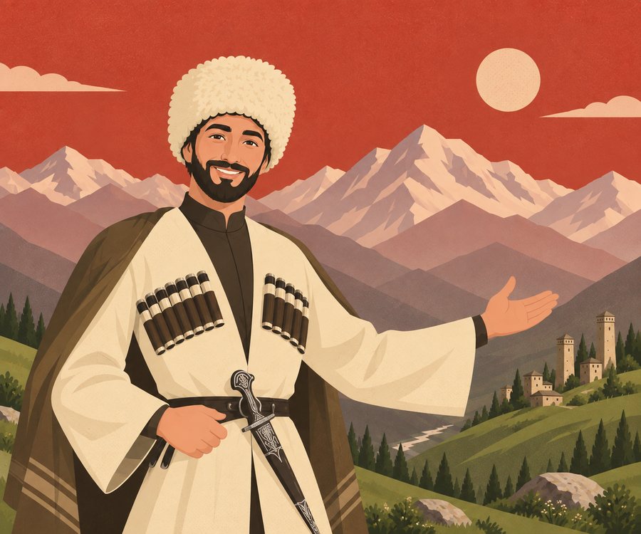 Барсæг, герой-проводник школы, в горах Осетии